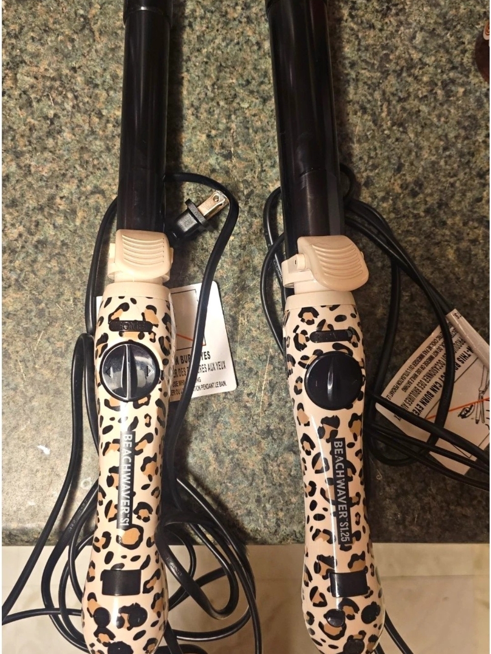 The Beachwaver Co. Leopard Print Curling Irons - Beige & Black